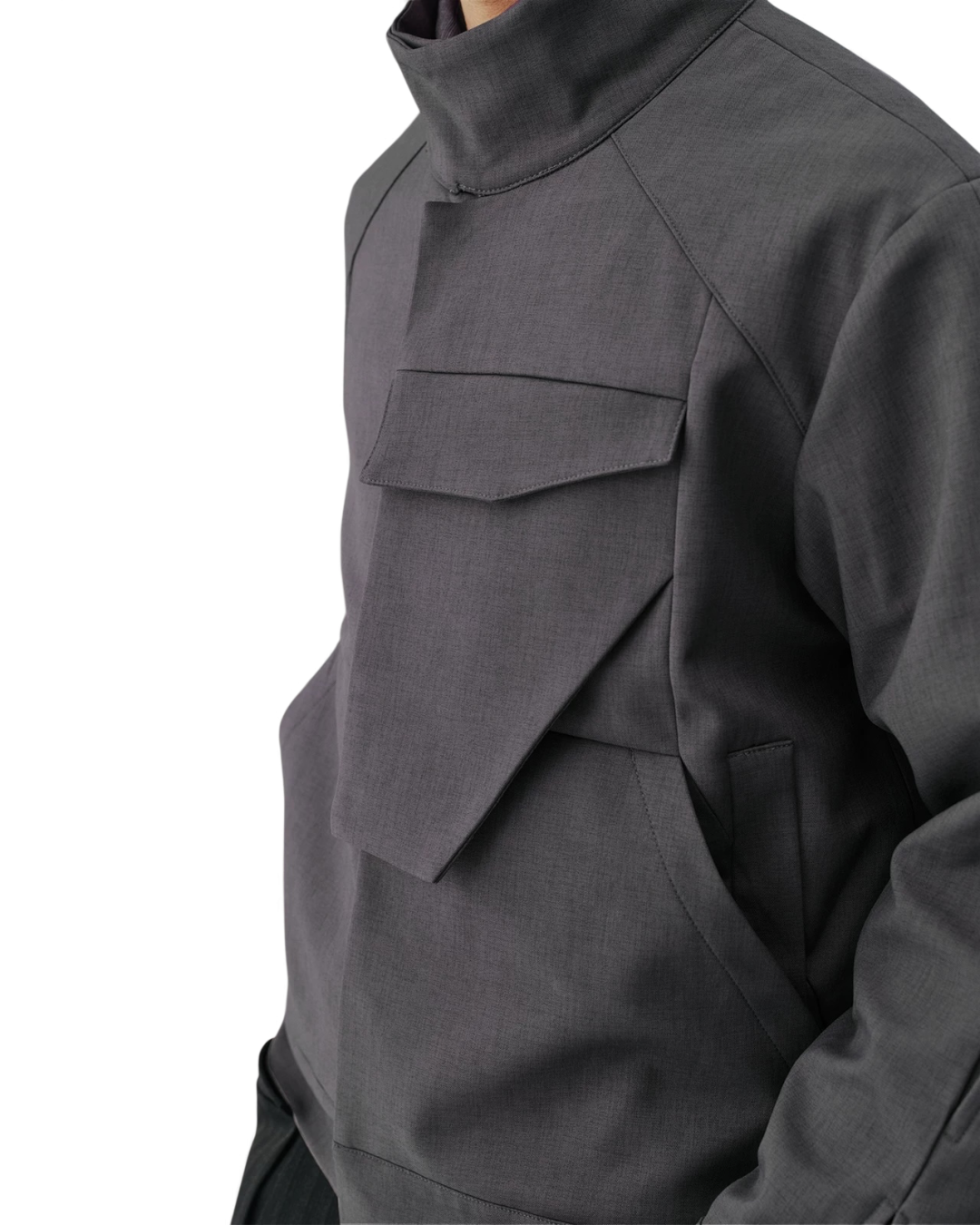 Conchoboe/Stand Collar Patchwork Pocket Jacket