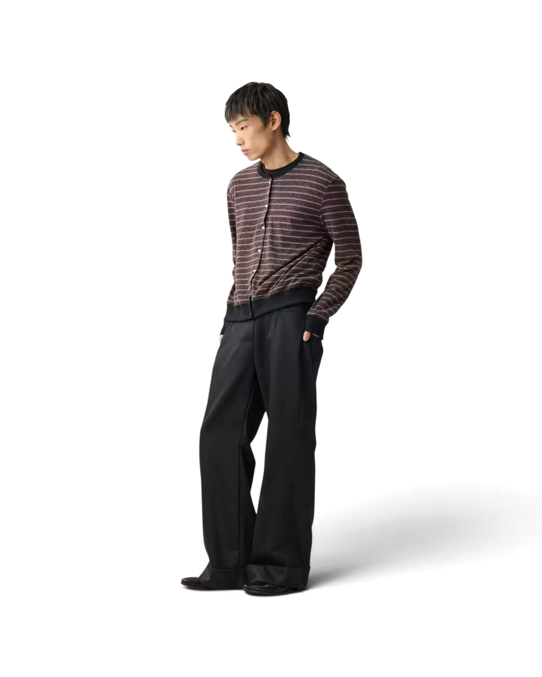 Lnx — Stria Striped Slim Knit Cardigan