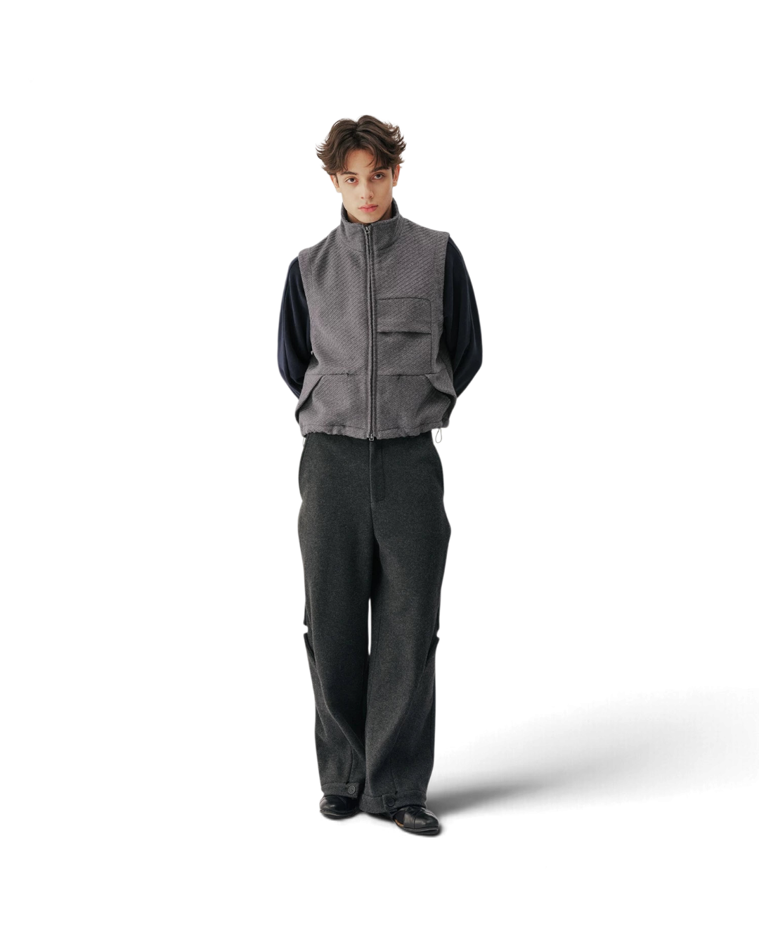 Conchoboe/Twill Flow Pleated Pocket Vest