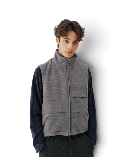 Conchoboe/Twill Flow Pleated Pocket Vest