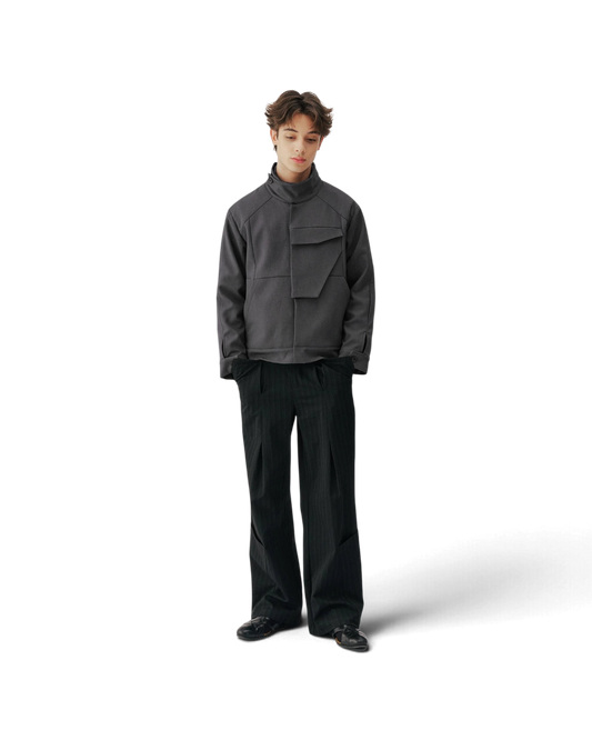 Conchoboe/Stand Collar Patchwork Pocket Jacket
