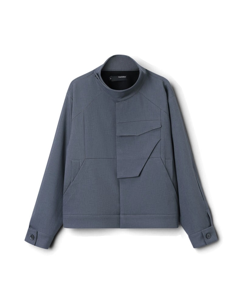 Conchoboe/Stand Collar Patchwork Pocket Jacket