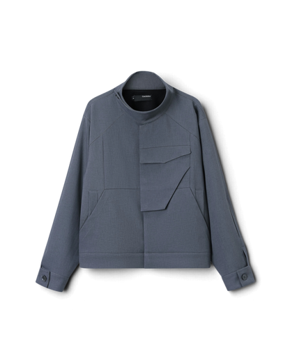 Conchoboe/Stand Collar Patchwork Pocket Jacket