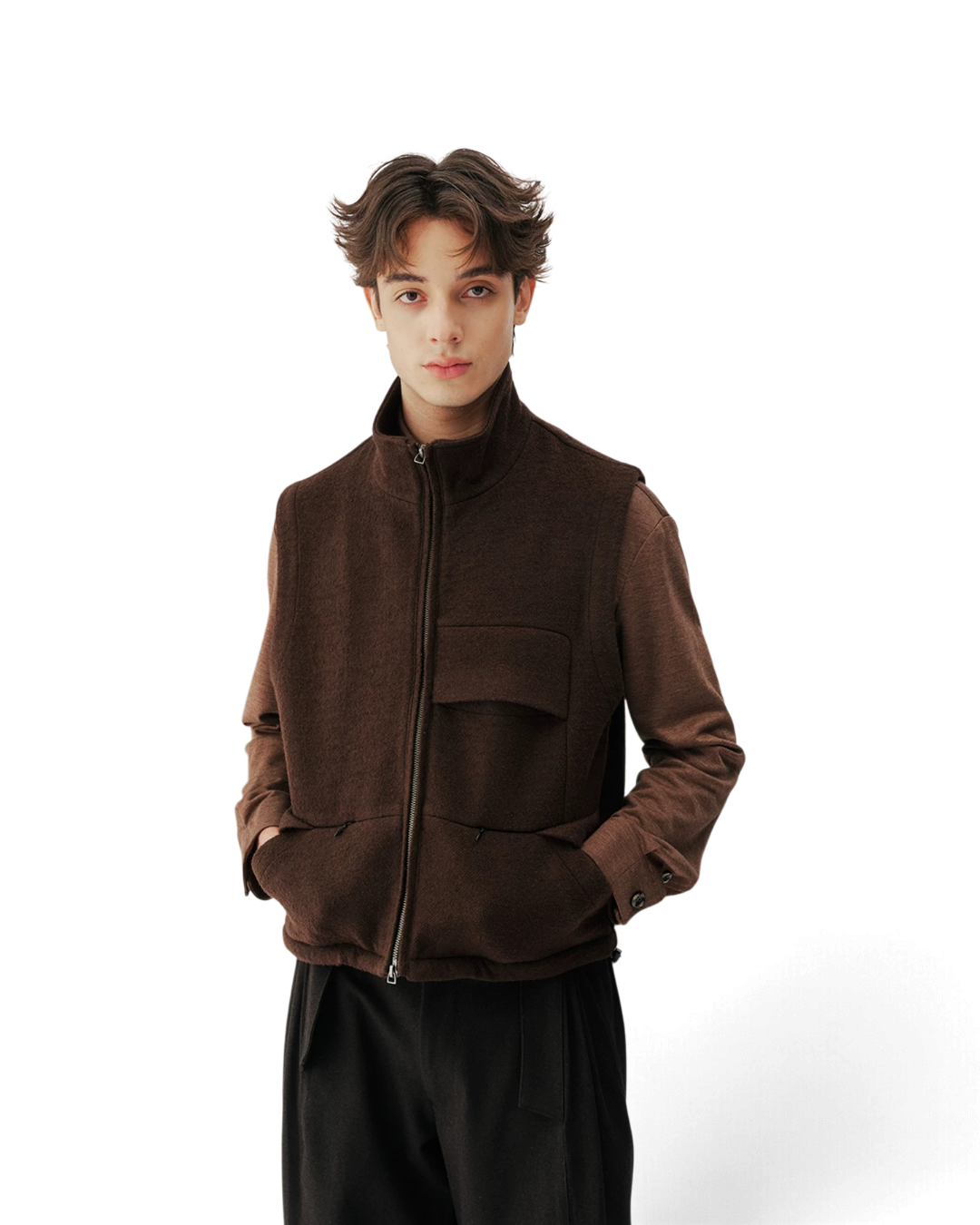 Conchoboe/Twill Flow Pleated Pocket Vest