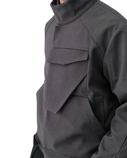 Conchoboe/Stand Collar Patchwork Pocket Jacket